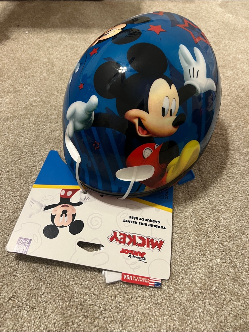 Disney Mickey Mouse Blue Helmet with Red and Yellow Accents